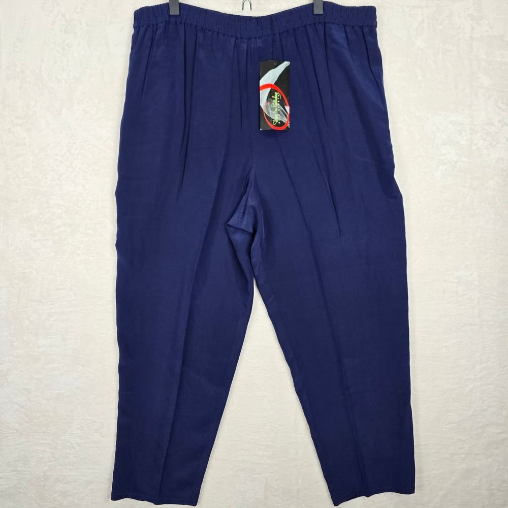 Diane Von Furstenberg Silk Assets Navy Blue Tapered Pants 1X NWT Vintage 90s
